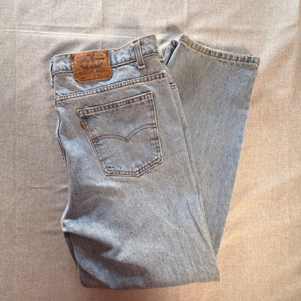Vintage Levis 509 Orange Tab Jeans Mens 40x30 Light Wash Straight Leg USA Made